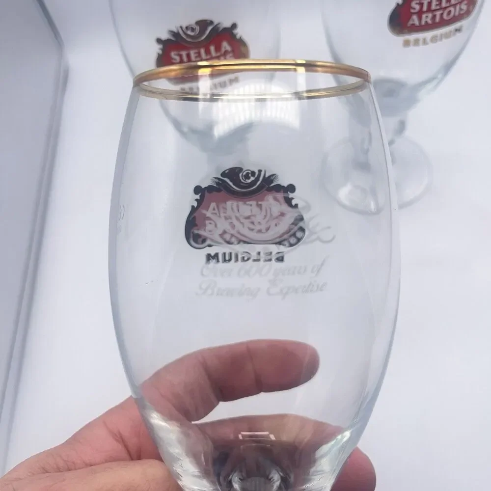 Stella Artois Gold Rimmed Beer Taster Glasses 15 CL M - Set Of 3